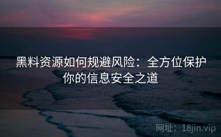 黑料资源如何规避风险：全方位保护你的信息安全之道