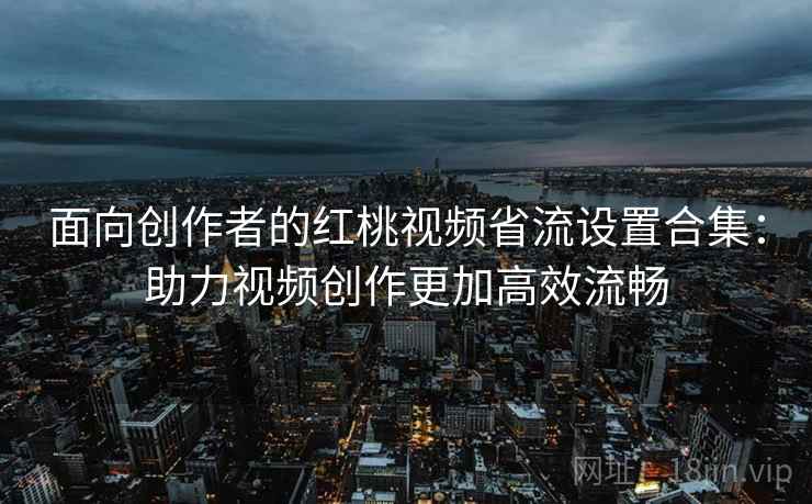 面向创作者的红桃视频省流设置合集：助力视频创作更加高效流畅